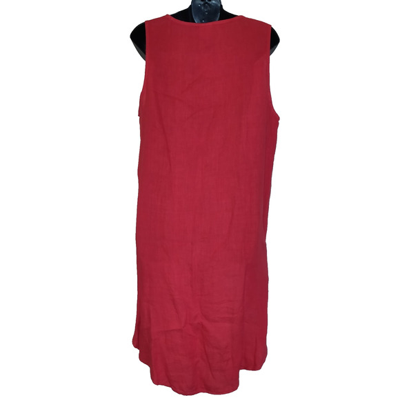 Pure Match Red Linen Top Sz L Lagenlook Boutique USA High Low NWT Sleeveless - Picture 5 of 14